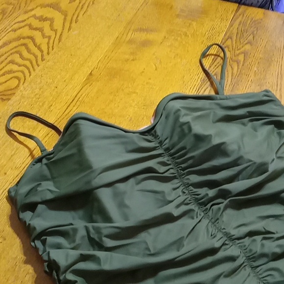 J.CREW 22 Womens Bathing Suit Swimsuit DARK GREEN RUCHED NEW One Piece Summer - Picture 5 of 10